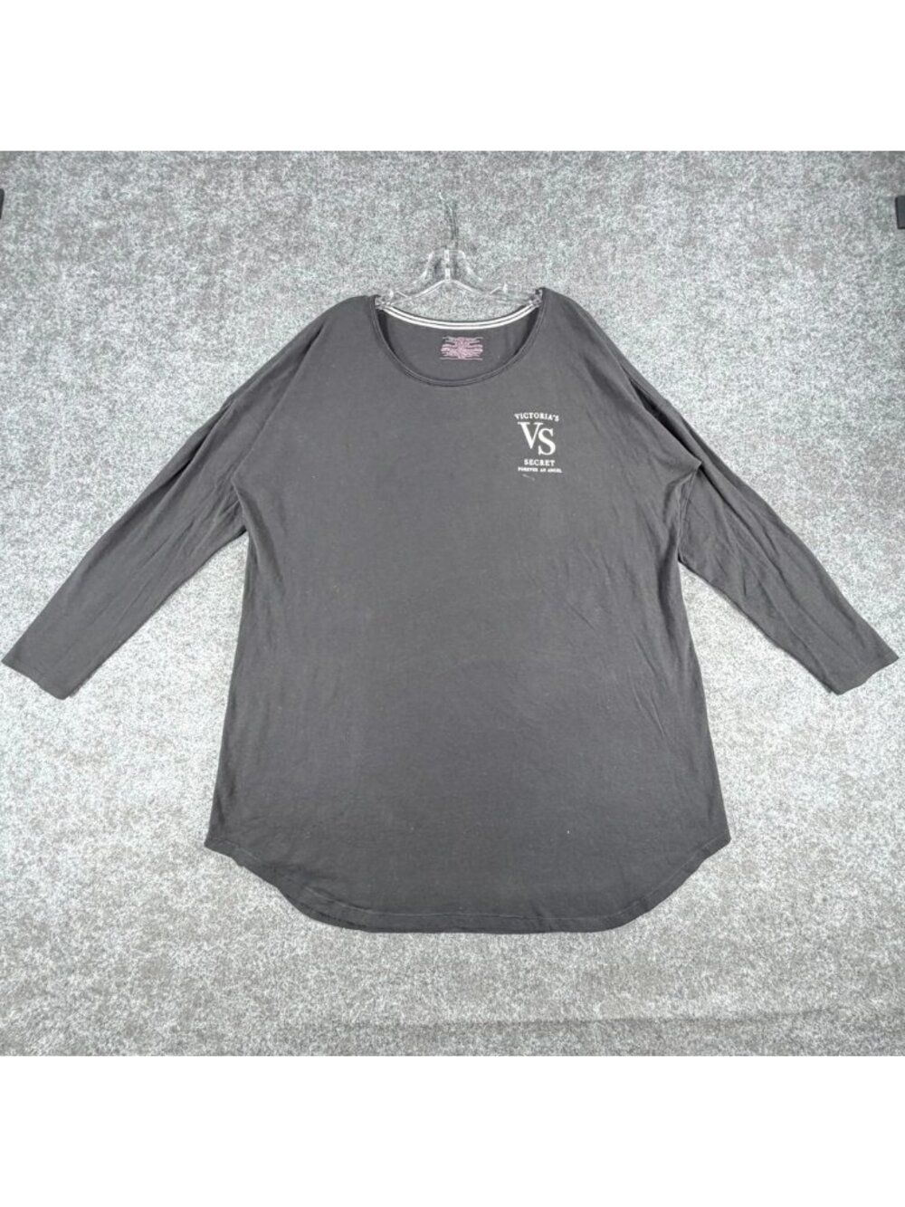 Victoria's Secret Lounge T-Shirt Womens XL Black Forever‎ An Angel Round Neck